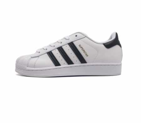 阿迪达斯 Adidas Superstar 三叶草经典贝壳头系列 新款休闲板鞋潮流男女士运动鞋 鞋面柔软皮革材质 标志性的贝壳鞋头 锯齿三条纹 简约的线条 就连 - 点击图像关闭