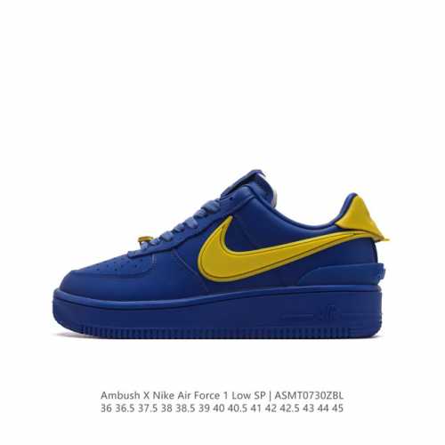 含气垫 耐克 空军一号 Af1 低帮休闲板鞋 Ambush X Nk Air Force 7 Low Sp 空军一号联名标志性的swoosh延伸至鞋跟之外，鞋舌