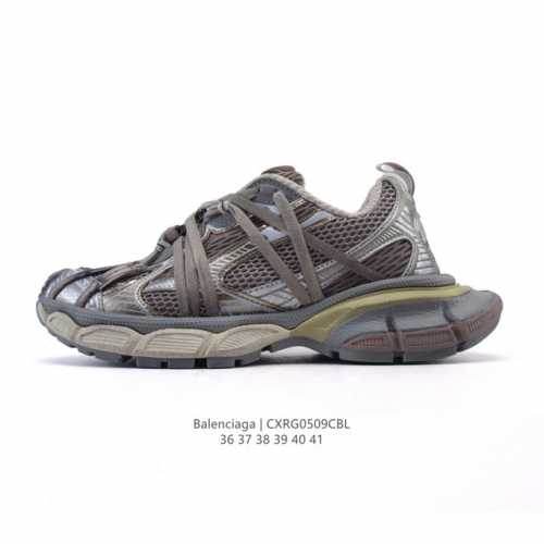 公司级 巴黎世家 Balenciaga 3Xl Sneakers 巴黎世家 十代网布系带低帮走秀复古老爹运动鞋 解构绑带 透气网纱 网面 材料和聚氨酯 磨损效果