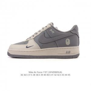 特价 新款 Af1耐克 Nike Air Force 1 ‘07 Low 空军一号 Bape 联名 气垫厚底增高百搭运动板鞋 原楦头原纸板 小白鞋 打造纯正空军