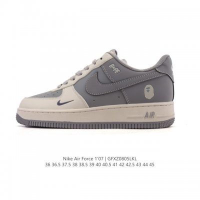特价 新款 Af1耐克 Nike Air Force 1 ‘07 Low 空军一号 Bape 联名 气垫厚底增高百搭运动板鞋 原楦头原纸板 小白鞋 打造纯正空军