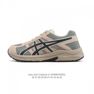 Asics 亚瑟士 新款男女子Gel-Contend 4缓震回弹透气跑步鞋，高颜值百搭入门级跑鞋多层网面织物+植绒材质构成了亚瑟士Logo图案，具有很高的品牌识