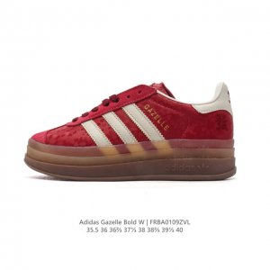 阿迪达斯 Adidas 2025年新款 新年红鞋子 三叶草 Gazelle Bold复古怀旧风厚底增高运动板鞋潮。阿迪达斯万年不败的人气鞋款gazelle ，以