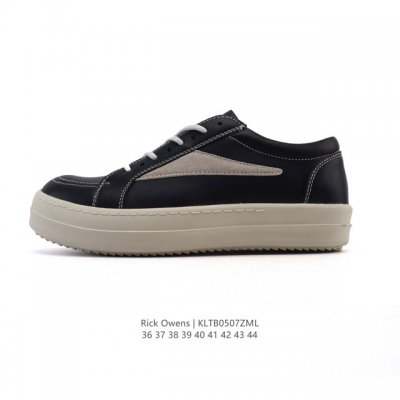 公司级 Rick Owens 复古百搭 时尚 舒适透气 耐磨 休闲鞋 市售最高版本 Rick Owens 瑞克 欧文斯 粗鞋带 低帮高街休闲运动板鞋 原鞋开发
