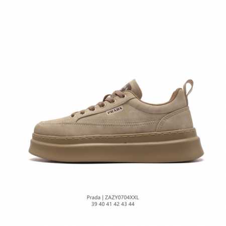 PRADA系列／Prada 普拉达男士厚底增高运动板鞋 小白鞋 PRADA.普拉达高端品牌休闲鞋 完美做工.演绎完美选择的你。 码数: 39 40 41 42 - 点击图像关闭