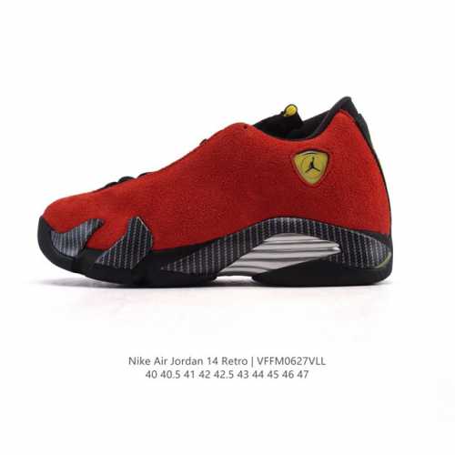 新品公司级 Nike 耐克正品Air Jordan 14 Retro 乔丹14代 Aj14法拉利回归！舒适耐用 减震防滑耐磨 中帮 复古篮球鞋 男女同款 红色，