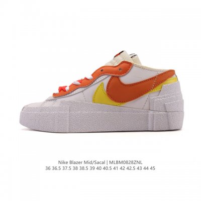 公司级耐克 联名日式解构美学品牌Sacai X Nike Blazer Low 重叠设计前卫开拓者低帮百搭运动板鞋 Sacai X Nike 全新双配色Blaz