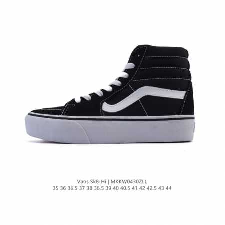 vans 范斯Sk8-Hi 男女高帮滑板鞋-复古休闲运动鞋-Vans范斯。Vans推出的Sk8-Hi板鞋，以经典的款性和高帮设计呈现，鞋面采用优质帆布材质打造， - 点击图像关闭