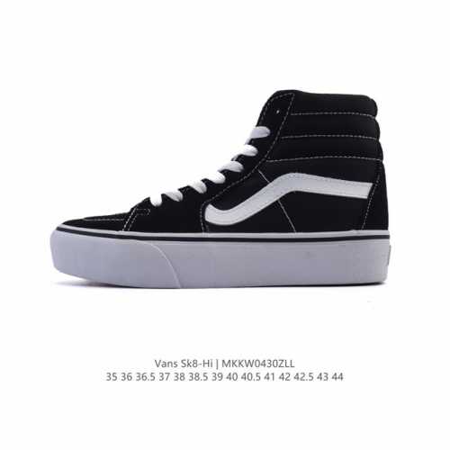 vans 范斯Sk8-Hi 男女高帮滑板鞋-复古休闲运动鞋-Vans范斯。Vans推出的Sk8-Hi板鞋，以经典的款性和高帮设计呈现，鞋面采用优质帆布材质打造，
