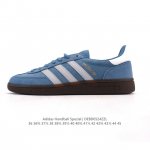 阿迪达斯 Adidas Handball Spezial 低帮三叶草学院风复古休闲板鞋 德训鞋 橡胶底柔软皮革经典运动鞋板鞋 圆头 缝合拼接设计 正面绑带 鞋舌