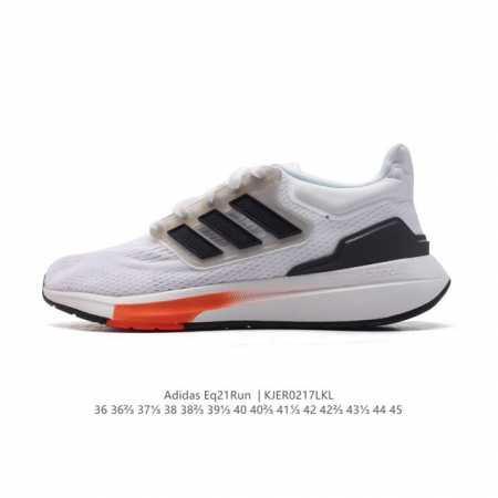 阿迪达斯 Adidas Eq21Run 系列街头针织网布透气时尚厚底增高运动慢跑鞋。经典复古的外观，打造街头跑鞋时尚感，后跟嵌入了Tpu，支撑锁定双脚。搭载Ru - 点击图像关闭
