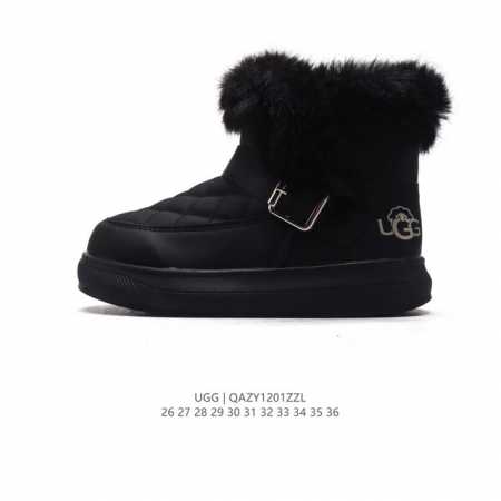 童鞋 Ugg 中帮靴子 儿童雪地靴 大超毛领 俏皮可爱的百变造型， 美国轻奢品牌ugg 平底系列冬季羊毛一体雪地休闲保暖毛毛家居包头棉鞋。官方同步包装 检验标 - 点击图像关闭