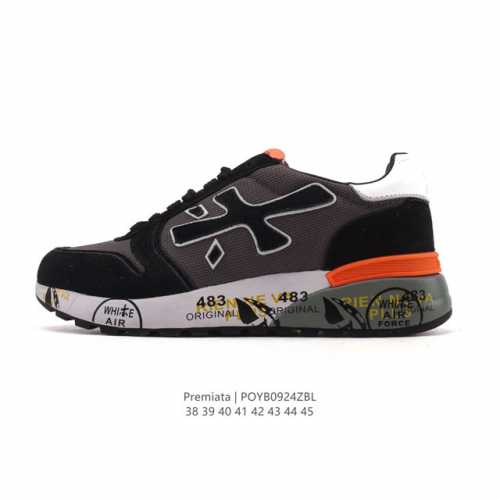 公司级 premiata 普拉米亚达 普瑞米亚达 广东原产运动鞋时尚复古百搭跑鞋。采用柔软皮革拼接鞋面，超软皮内里脚垫，外置耐磨橡胶鞋底意大利高奢鞋履品牌 普瑞