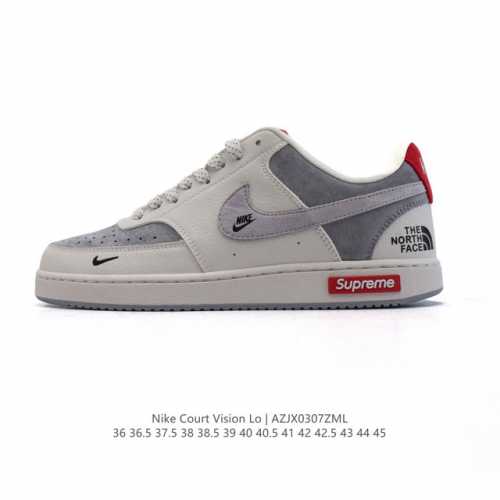 220 【公司级】耐克 Nike Court Vision Lo校园风低帮复古篮球板鞋男女运动鞋 路易威登联名。延续80年代复古篮球鞋，添加学院风细节。皮革组合
