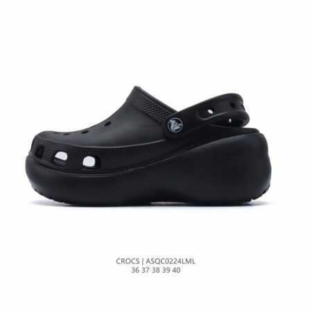 Crocs 沙滩洞洞鞋 女休闲厚底增高凉拖鞋 卡骆驰杨幂同款 厚底增高凸显大长腿沙滩鞋 选择尺码时 建议选大一码 脚感更舒适 这款没有鞋盒 类型：女鞋 尺码：3 - 点击图像关闭