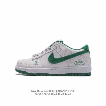 耐克 Nk Dunk Low Lv路易威登 周年高端定制 低帮休闲板鞋 #海外官方同步发售，鞋底侧边镶嵌上louis Vuitton名牌凸显尊贵，鞋盒上手绘蓝金 - 点击图像关闭
