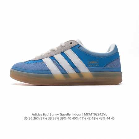 阿迪达斯 T 头鞋 系列Bad Bunny X Adidas Gazelle Indoor德训鞋 潮运动板鞋。Badbunny与Adidas再度联名，推出全新G - 点击图像关闭