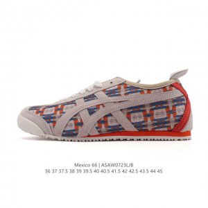 真标 亚瑟士 Onitsuka Tiger Mexico 66 Slip On 鬼冢虎复古时尚 舒适透气织物鞋面耐磨防滑 休闲运动跑步鞋 虎底采用磨耐防橡滑胶底