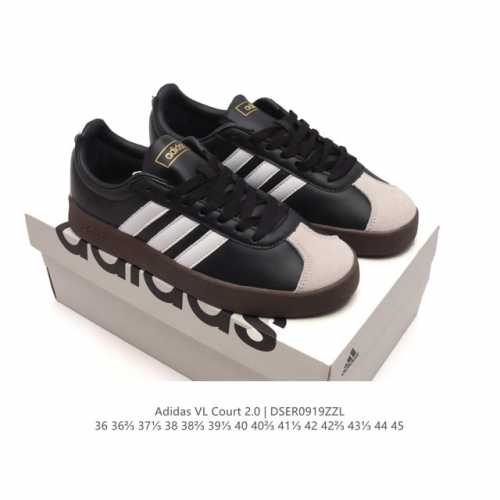 Adidas T头鞋 阿迪达斯 Vl Court 2.0 Shoes 运动休闲板鞋小白鞋，这款T形鞋头运动鞋,力求无论球场或街头,皆显耀眼出众。采用绒面革和牛皮