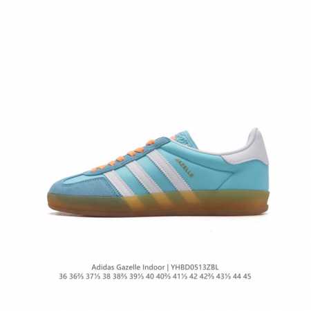 阿迪达斯 Adidas Originals Gazelle Indoor 复古三叶草防滑透明橡胶板鞋经典运动鞋。这款经典鞋,忠于原版设计,缀撞色三条纹和鞋跟饰片 - 点击图像关闭