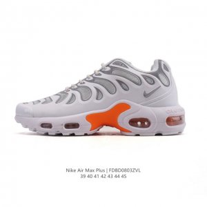 Nike 耐克 男子休闲鞋气垫缓震跑步鞋 Air Max Plus 运动鞋 造型超讨喜！鞋面以帆布和织物材质包裹，保证了轻薄透气，更适合夏季穿着。鞋侧 鱼骨 形