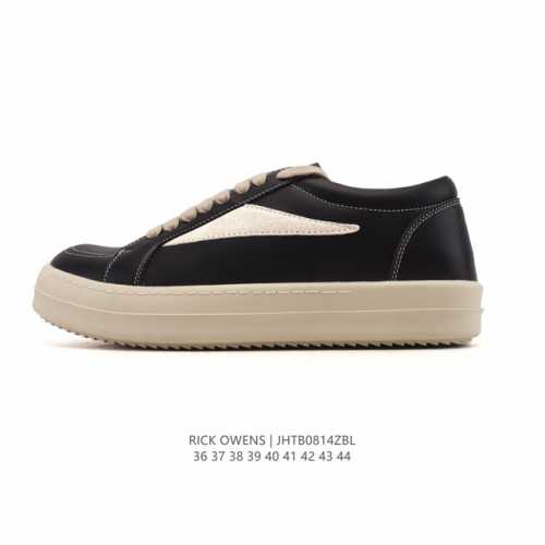 公司级 Rick Owens 复古百搭 时尚 舒适透气 耐磨 休闲鞋 市售最高版本 Rick Owens 瑞克 欧文斯 粗鞋带 低帮高街休闲运动板鞋 原鞋开发