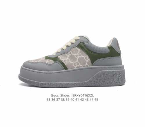 Gucci 古驰 百搭休闲运动板鞋。明星同款 小红书爆款 小白鞋 厚底增高男女士运动鞋 真标 2024Ss新色，经典高奢品牌gucci古驰 复古松糕跟休闲运动鞋