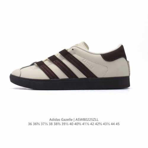 阿迪达斯 Adidas 三叶草Gazelle系列休闲鞋男女经典运动鞋，鞋身特殊的猪八皮革材质和简单百搭的特点，让 Gazelle 一直活跃在街头。T字鞋头、压模
