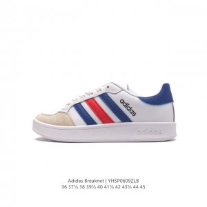 Adidas 阿迪达斯 Breaknet Shoes 网球文化运动休闲鞋小白鞋 复古时尚运动鞋经典板鞋，这款网球风运动鞋,力求在球场上下为你带来舒适。采用经典三
