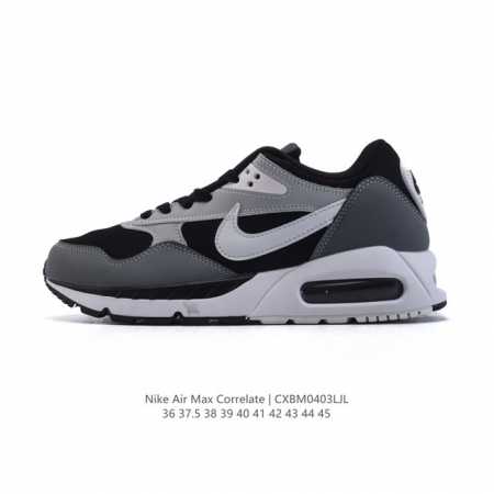 特价 耐克 Nike Air Max Correlate 气垫缓震耐磨运动鞋时尚潮流休闲透气跑步鞋，选用网眼鞋面，脚感舒适透气。鞋舌、鞋侧及后跟处饰有品牌标识， - 点击图像关闭