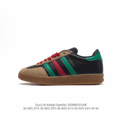 阿迪达斯 Adidas Originals X Gucci Gazelle 阿迪古驰联名经典休闲板鞋 复古男女运动鞋，融汇两个品牌丰富且历史悠久的典藏元素, A