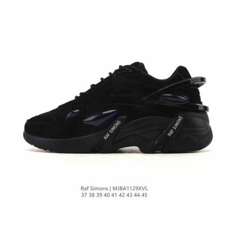 新品公司级 拉夫 西蒙斯 Raf Simons 舒适百搭 低帮 老爹鞋 男女同款Raf Simons橡胶鞋底系带圆头徽标拼接休闲运动鞋 黑色 37拼接设计、穿孔 - 点击图像关闭