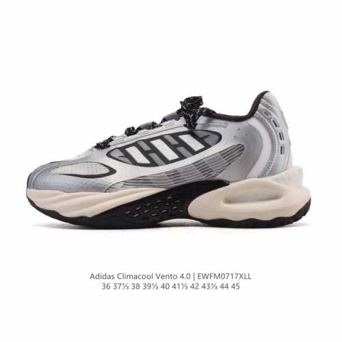 新品公司级 阿迪达斯 Adidas Climacool Vento 4.0 舒适百搭减震回弹 低帮 休闲跑步鞋 男女同款运动鞋 白灰色 阿迪达斯清风系列风动4.