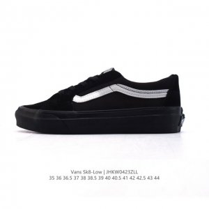 万斯 Vans Sk8-Low 经典款 小红书爆款低帮休闲皮革帆布拼接硫化板鞋 工艺：硫化1:1 重量1:1、真标、原钢印、材质标、鞋型标、合格证 尺码：35