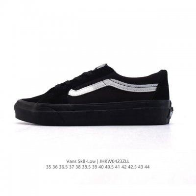 万斯 Vans Sk8-Low 经典款 小红书爆款低帮休闲皮革帆布拼接硫化板鞋 工艺：硫化1:1 重量1:1、真标、原钢印、材质标、鞋型标、合格证 尺码：35