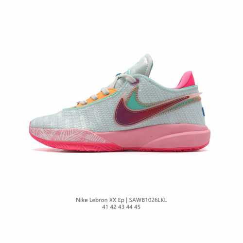 特价 NIKE 耐克 官方LEBRON XX 詹姆斯20 实战运动篮球鞋秋冬新款缓震透气防滑 男士慢跑鞋。整体以紫色为主调，一看就是“猛男必备”！鞋身采用织物网