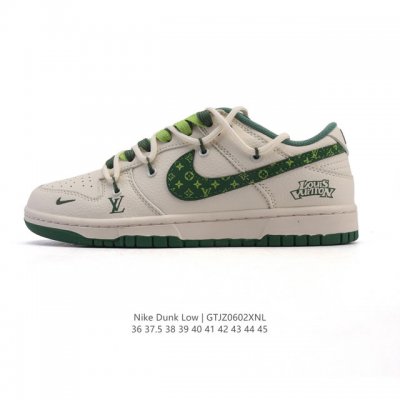 公司级 耐克 Nike Dunk Low Retro 运动鞋复古板鞋 解构绑带 双鞋带 路易威登联名，作为 80 年代经典篮球鞋款，起初专为硬木球场打造，后来成