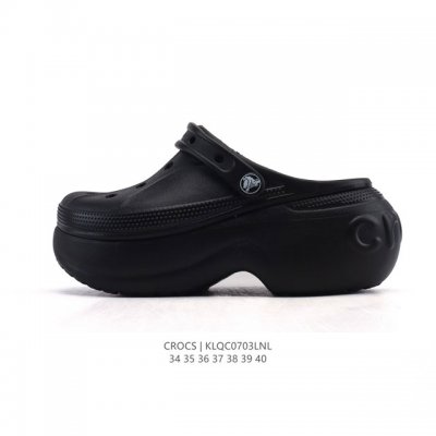 Crocs 沙滩洞洞鞋 女士休闲厚底增高凉拖鞋 卡骆驰明星同款 厚底增高沙滩鞋 选择尺码时 建议选大一码 脚感更舒适 家居休闲一式两用拖鞋 白敬亭同款，坡跟设计
