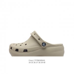 Crocs 沙滩洞洞鞋 女休闲厚底增高凉拖鞋 卡骆驰杨幂同款 厚底增高凸显大长腿沙滩鞋 选择尺码时 建议选大一码 脚感更舒适 这款没有鞋盒 类型：女鞋 尺码：3