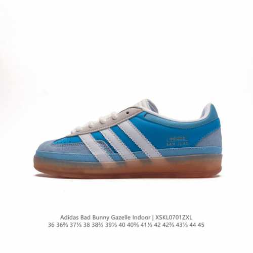 阿迪达斯 T 头鞋 系列Bad Bunny x adidas Gazelle Indoor德训鞋 潮运动板鞋。BadBunny与adidas再度联名，推出全新G