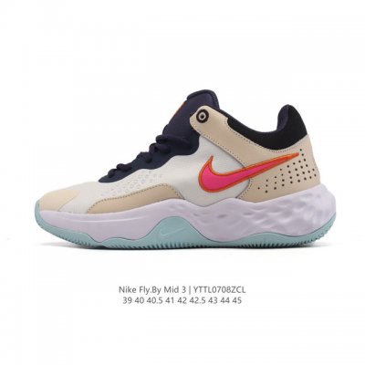 新品 耐克 Nike Fly By Mid 3 简约百搭 减震防滑耐磨圆头系带 织物 支撑轻便回弹 实战篮球鞋 中帮 男款运动跑步鞋。这款运动鞋采用柔软的回馈泡