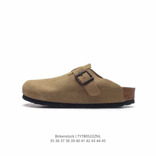 防水真皮 德国百年知名鞋履品牌 博肯birkenstock Boston Vl 勃肯绒面金属针扣软木底包头拖鞋 牛皮绒面革质地柔软 搭配可调节鞋扣提升穿着舒适度