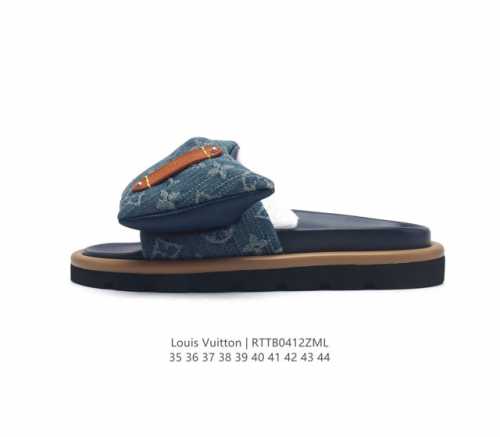 Lv 拖鞋系列 Louis Vuitton 沙滩休闲拖鞋 Louis Vuitton Lv 路易威登 潮流经典魔术贴一字拖鞋延续经典 上脚舒适性极好 鞋轻不跑脚
