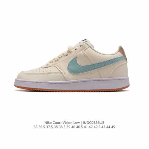 耐克nike Court Vision Low 校园风低帮复古篮球板鞋男女运动鞋，延续80年代复古篮球鞋，添加学院风细节。皮革鞋面，利落风格，重现复古篮球风范。