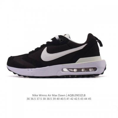 耐克 Nike Air Max Dawn 黎明系列 低帮气垫百搭休闲运动慢跑鞋，从配色上彰显出浓厚的复古气质。最大的亮点当属鞋型设计上加入结构元素，汲取1984