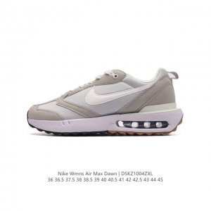 耐克 Nike Air Max Dawn 黎明系列 低帮气垫百搭休闲运动慢跑鞋，从配色上彰显出浓厚的复古气质。最大的亮点当属鞋型设计上加入结构元素，汲取1984