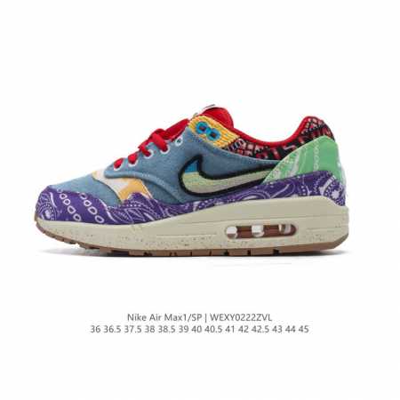 公司级 耐克 Concepts X Nike Air Max 1 Sp Mellow 复古 腰果花 低帮 气垫 休闲跑步鞋 男女子同款运动鞋，气垫百搭跑步鞋。融 - 点击图像关闭