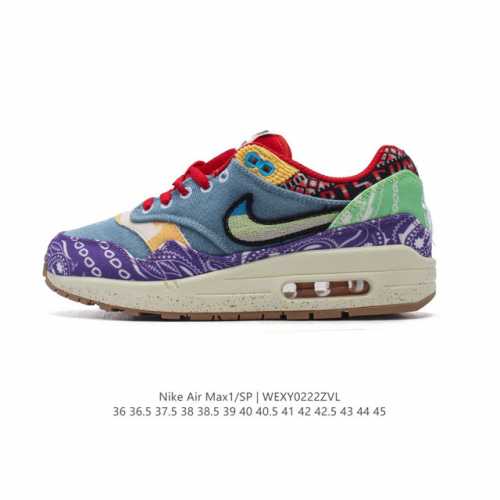 公司级 耐克 Concepts X Nike Air Max 1 Sp Mellow 复古 腰果花 低帮 气垫 休闲跑步鞋 男女子同款运动鞋，气垫百搭跑步鞋。融