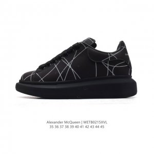 公司级 Alexandermcqueen 亚历山大 麦昆Mcq 运动小白鞋 变色龙 厚底增高闪尾光滑牛皮平底鞋休闲鞋 时尚男女板鞋潮运动鞋 ，火爆到大街小巷无人