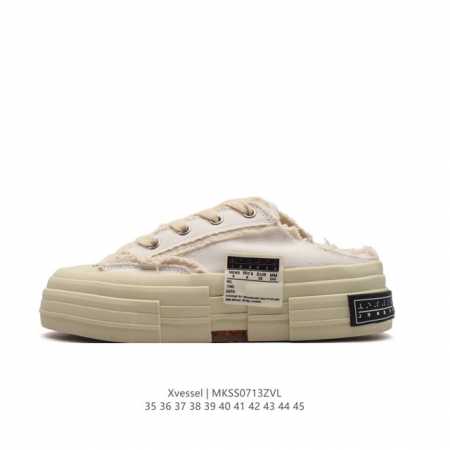 公司级 吴建豪个人新锐品牌xvessel G.O.P Mule Slip On 重工解构厚底软木运动鞋 百搭乞丐风增高帆布面板鞋休闲男女鞋 包头运动拖鞋，古法手 - 点击图像关闭